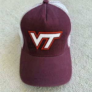 Virginia Tech Hokies VT Trucker Hat -New Era - Snapback Maroon Y2K College